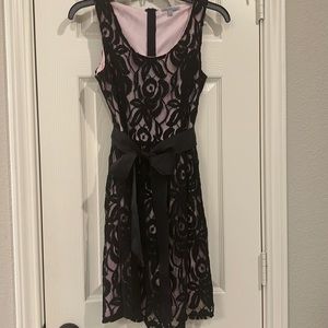 Charlotte Russe Black & Light Pink Lace Dress